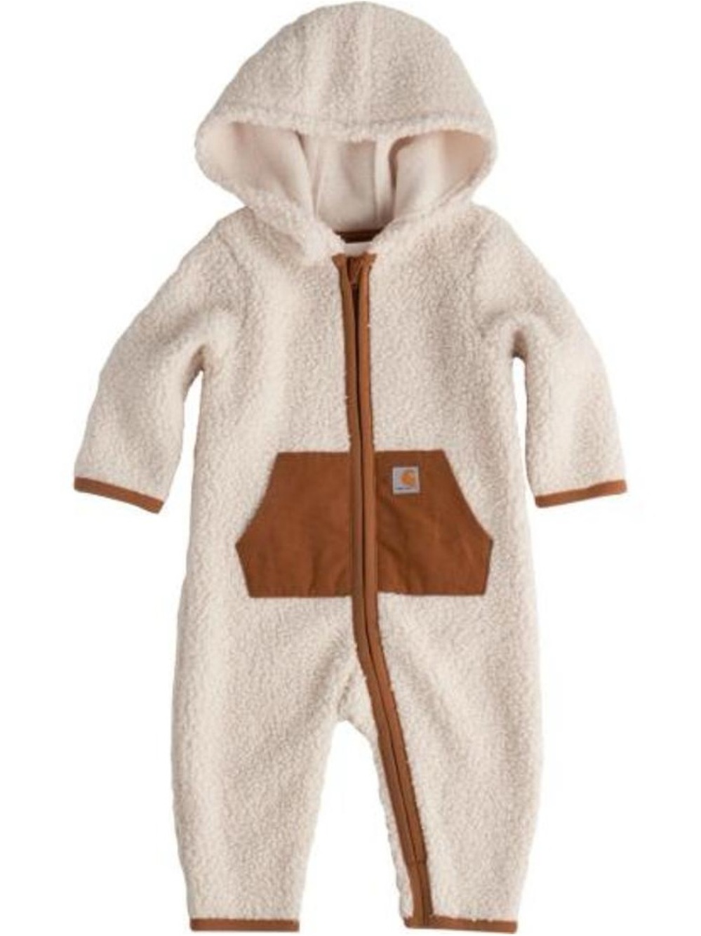 Carhartt Cream Sherpa Hooded Footie with Brown Pocket Trim